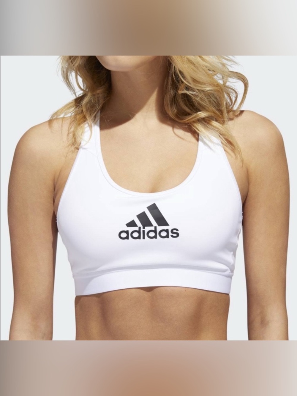adidas White Racerback Sports Bra with Black Logo NWT - S - Picture 2 of 8